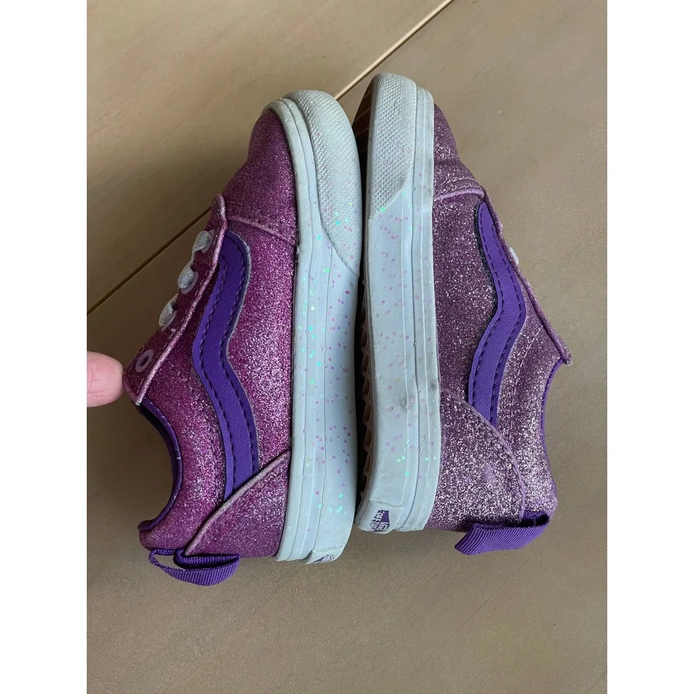Vans Toddler Girl Old Skool Sneakers Purple‎ Glitter Shoes - Size 5